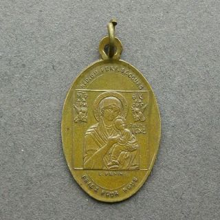 French Religious Antique Brass Pendant St Alphonse de Liguori Medal by L.  Penin 2