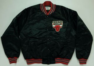Rare VTG CHALK LINE Chicago Bulls Satin Varsity Jacket 80s 90s Michael Jordan XL 2