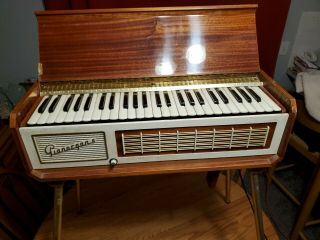 Vintage " Rare " Retro Wood Organ Piano Keyboard Electric Air Organ Made In Italy