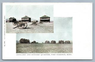 Fort Harrison Mt Artillery & Officers Quarters Antique Private Postcard