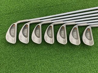 Rare Ping Golf Karsten Ii Orange Dot Iron Set 4 - Pw Right Steel Zz Lite Matching