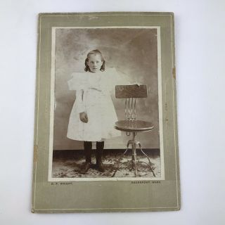 Vintage Antique Cabinet Card Photo Little Girl Sepia Davenport Washington