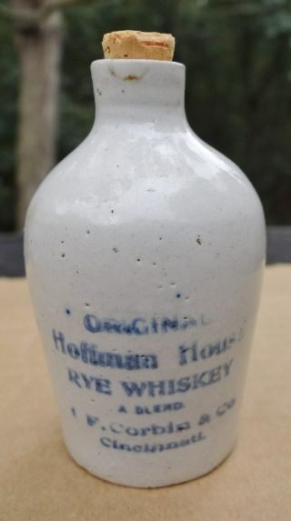 Rare Hoffman House Rye Whiskey Mini Jug Stoneware Pottery Vtg Antique