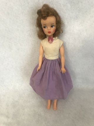 Vintage Ideal Toy Corp 12 " Tammy Doll Bs - 12 White And Purple Dress