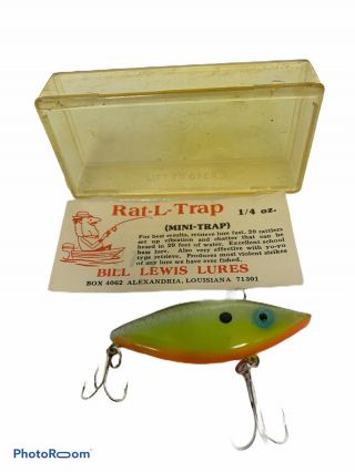 Vintage Yellow Rat - L - Trap Lure With Case 1/4 Ounce Bill Lewis Lures Nos