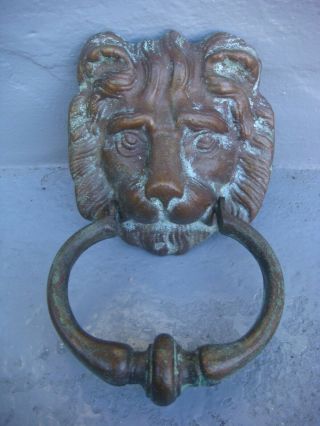 Rrr Rare Antique Bronze Lion Head Door Knocker