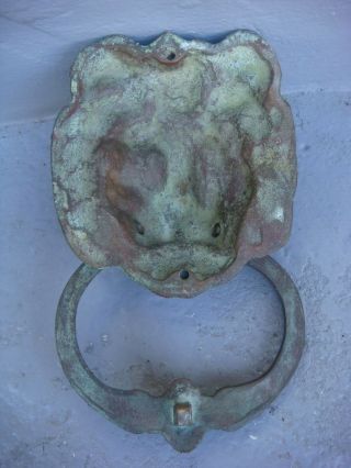 RRR RARE Antique Bronze Lion Head Door Knocker 3