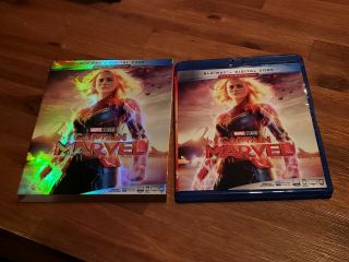 Captain Marvel (blu - Ray Disc,  2019) With Rare Oop Slipcover.  (photos)