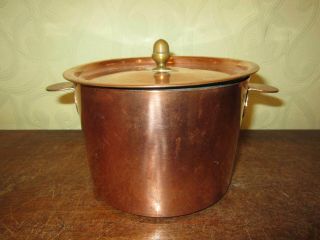 A Small Victorian Tin Lined Copper Cooking Pot And Lid