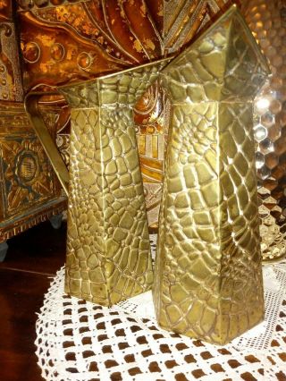 Antique Victorian Brass Jugs Pair Crocodile X 2