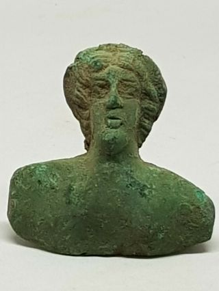 A PERFECT ANCIENT ROMAN BRONZE BUST HEAD 69,  5 GR 55 MM 2