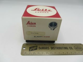 Rare Leitz Leica Canada Elmar F3.  5 65mm Camera Lens 11062n Box Only