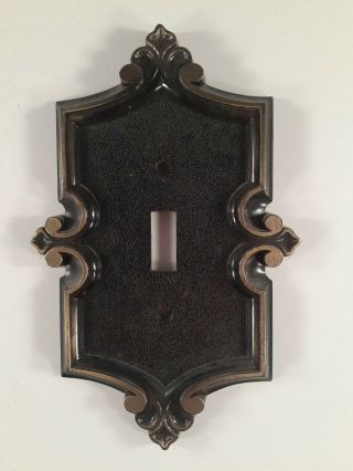 Vintage General Electric Metal Switch Plate Cover Antique Brass & Black Finish
