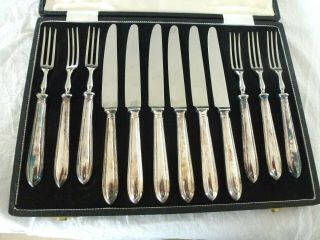 Sheffield Silver Plate Stainless Steel Fruit Knife /fork Set.