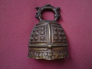 Vintage Chinese Republic Ming Style Bronze Bell Dragon Ruyi