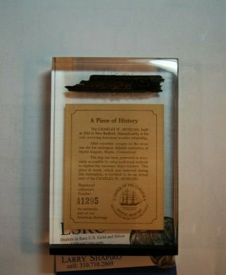 Rare Piece Of Wood From The Charles W Morgan Ship - Mystic Seaport A1295