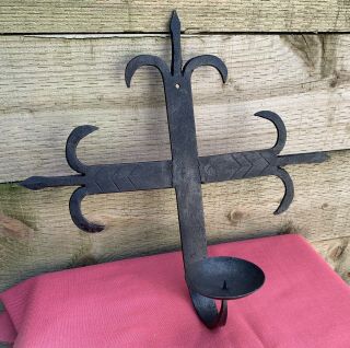 Vintage Gothic Wrought Iron Wall Sconce Candle Holder Torch Light Punk