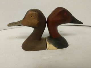 Rare Vintage Cast Iron Heavy Duck Heads Bookends Or Door Stops