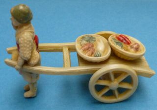 Chinese Vegetable Cart With Figure Celluloid Antique Plastic 1930 