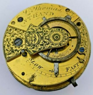 Antique Verge Pocket Watch Movement Or Restoration (bp13)