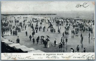 Brighton Beach Brooklyn Ny Bathing Undivided Antique Postcard