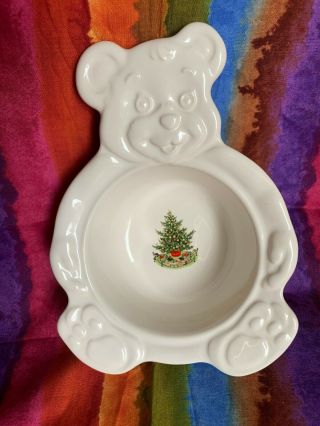 Pfaltzgraff Christmas Heritage Teddy Bear Candy Bowl Rare Item