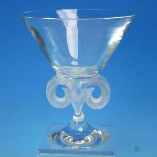 Rare Signed Lalique French Art Glass Crystal Aires Or Rams Head Vase - 8½ Inches