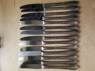 14 Vintage Collectible Knives,  8 - 1/4 ",  S Plated,  Hollow Handle,  Wm A Rogers