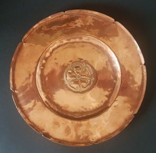 Arts And Crafts Copper Dish With Central Flower