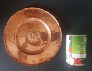 Arts and Crafts Copper Dish with Central Flower 3