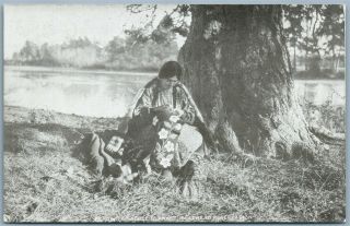 Flathead Indian Reservation Beading A Saddle Blanket Antique Postcard