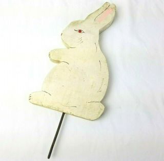 Vintage Plant Spike Antique Wooden Primitive Folk Art Rabbit Bunny Handmade