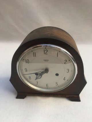 Vintage Smiths Enfield Art Deco Striking Mantel Clock Wooden Case