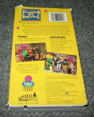 Barney Families are Special White VHS Cassette Tape 1995 Barney and Friends Rare 2