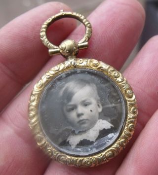 Antique Victorian Gold Plated Photo Pendant,  Locket