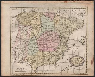 1806 Antique H/col Map - Spain And Portugal From The Best Authorities