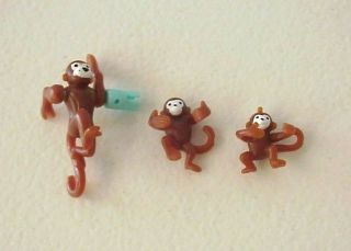 2000 Vintage Polly Pocket " Jungle Pets " Set Of Three (3) Monkeys Replacements