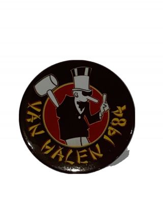 Vintage Pinback Button Van Halen 1984 Band Badge Rare Concert Pin