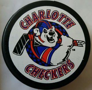 Charlotte Checkers Vintage Echl Rare East Coast Hockey League Official Game Puck