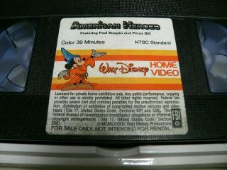 DISNEY AMERICAN HEROES VHS 1ST VIDEO RELEASE 1983 CLAMSHELL PAUL BUNYON RARE 3