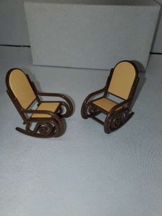 Tomy Vintage Smaller Home & Garden Dollhouse Furniture Two Rocking Chairs