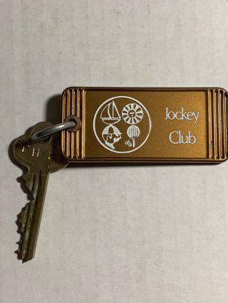 Jockey Club Motel Hotel Room Key Fob With Key Miami Florida Rare