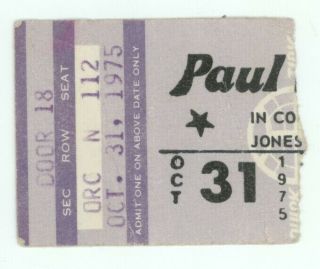 Rare Paul Simon 10/31/75 Houston Tx Jones Hall Ticket Stub & And Garfunkel