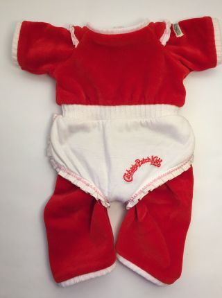 Rare Vintage Cabbage Patch Kids Brand Red Velvet 2 Piece Outfit Girl Clothes