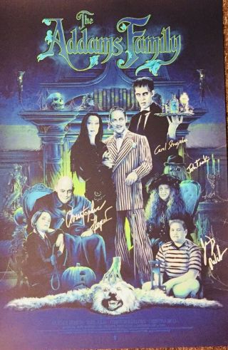 The Addams Family Signed Rare Movie Poster Sign By 4 Cast Members Lloyd Workman