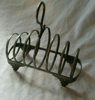 Old Antique Silver Plated Edwardian English Toast Rack C.  1910 Epns By Wh