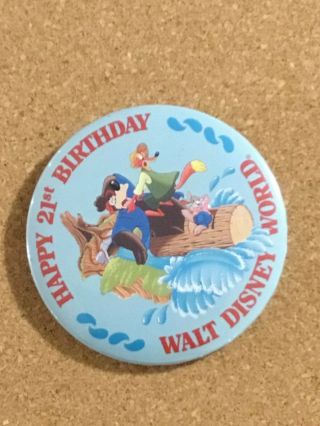 Rare Happy 21st Birthday Walt Disney World (1992) Pin.  Splash Mountain.