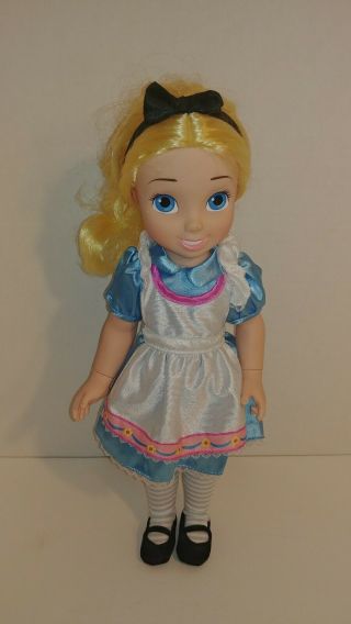 Rare Disney Alice In Wonderland 14” Toddler Doll Playmates Toys 2002 Dressed