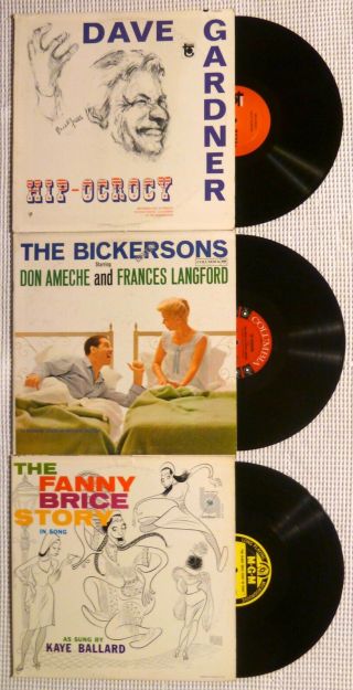 Dickersons • Fanny Brice • Dave Gardner Rare Comedy 3lp Hirshfeld Art Cover Ex