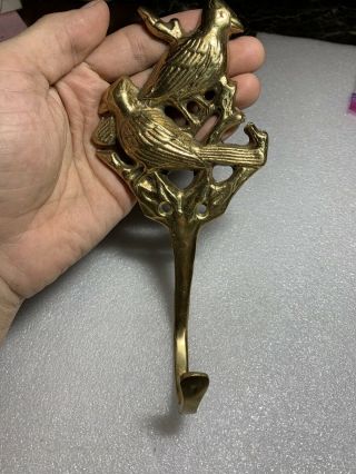 Vintage Brass Coat Hook With 2 Birds,  It’s 7.  5” Inches Long & 3.  5” Inches Wide